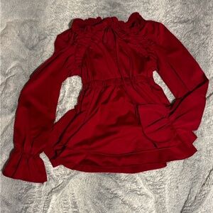 Elegant Vampire Red Ruffled Women's Top